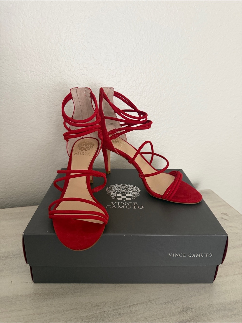 Vince Camuto Cadella Red Strappy Stiletto Sandals Size 10